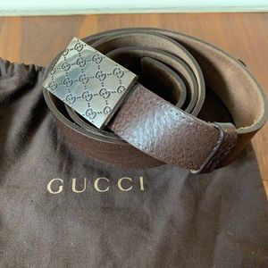 Gucci calfskin belt w/ guccissima monogram buckle